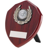 ROSEWOOD SHIELD AND SILVER TRIM ASSEMBLED TROPHY (1in CENTRE) - 5in